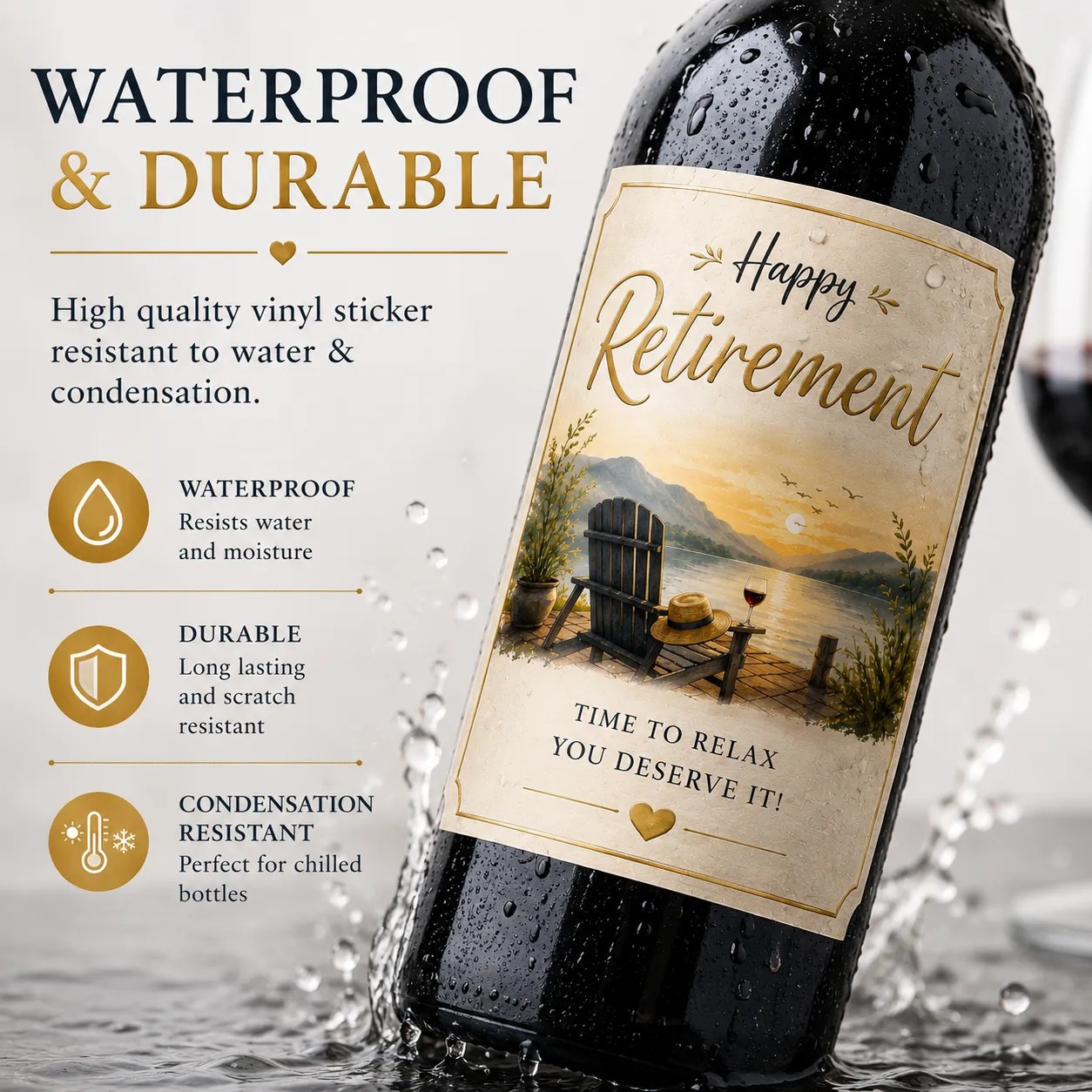 Personalised Retirement Bottle Label Sticker Custom Wine Gift Keepsake