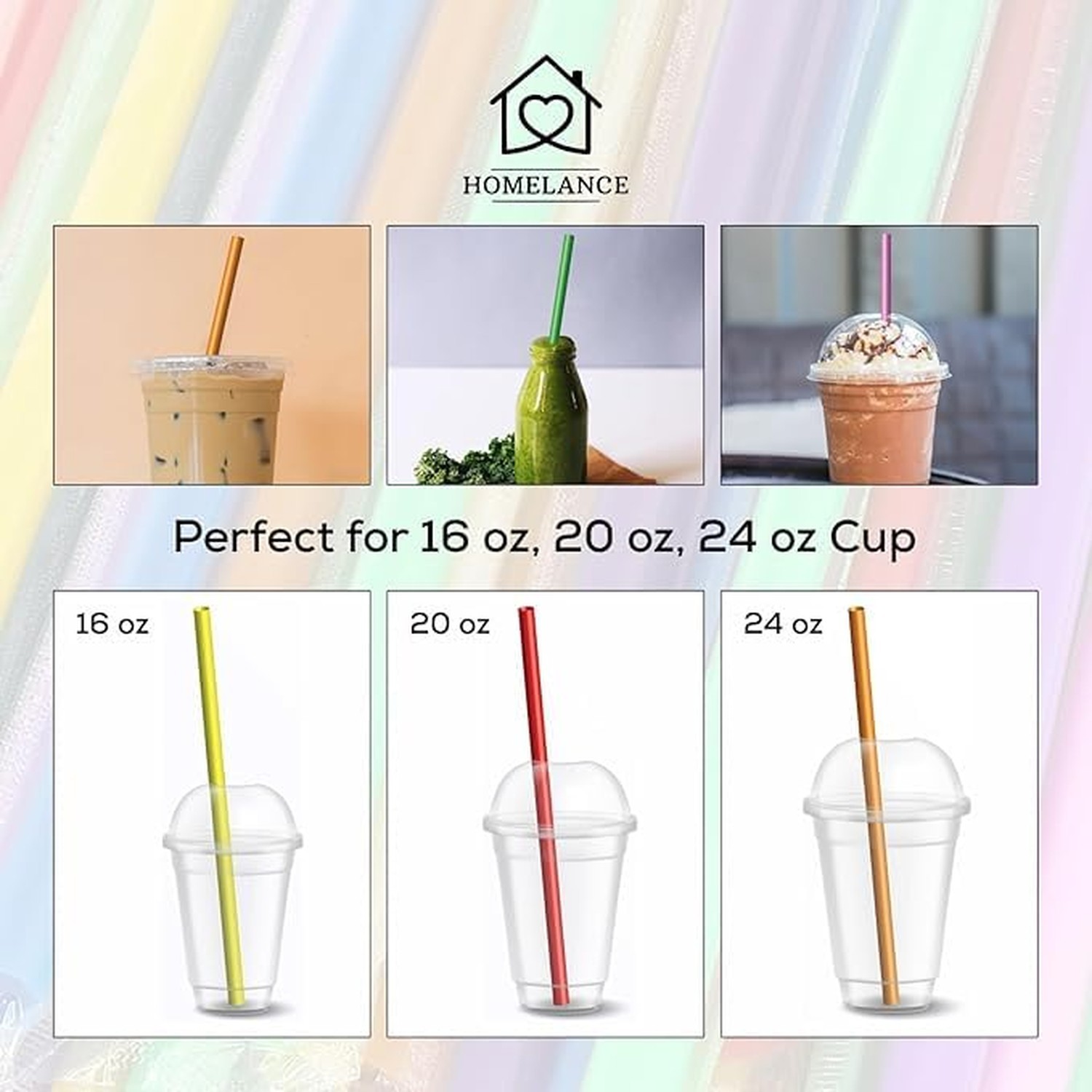 400 Pcs Multi Colors Jumbo Smoothie Straws Disposable Milkshake Straws Jumbo,…