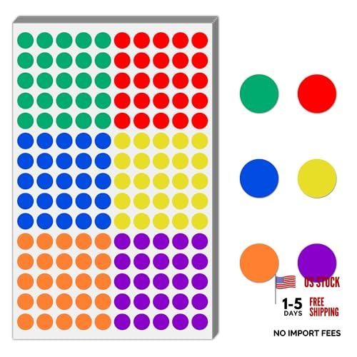 3000 Pieces – 6 Colored Dot Stickers – 1/2″ Round Labels