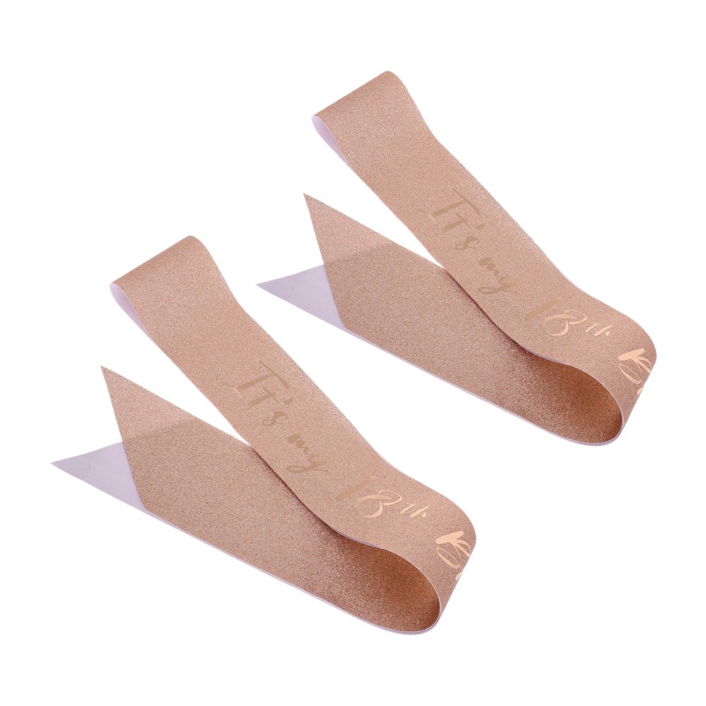 2Pcs Rose Gold Fabric Birthday Sashes 18Th Birthday Party Decorations for Girls