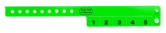 500 NEON GREEN VINYL WRISTBANDS CASH TAB 5-STUB