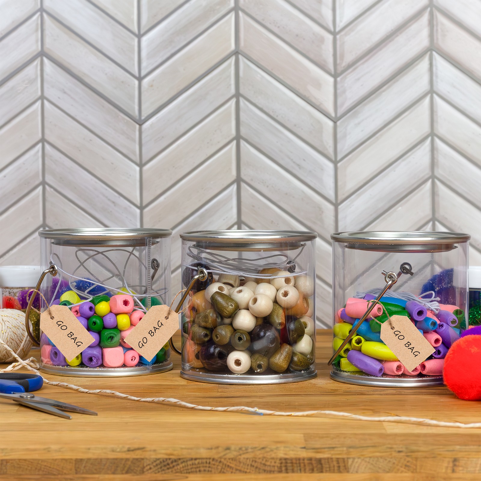 Mini Clear Plastic Paint Cans 6pk; DIY/Craft/Party Decor Favors for Candy/Gifts