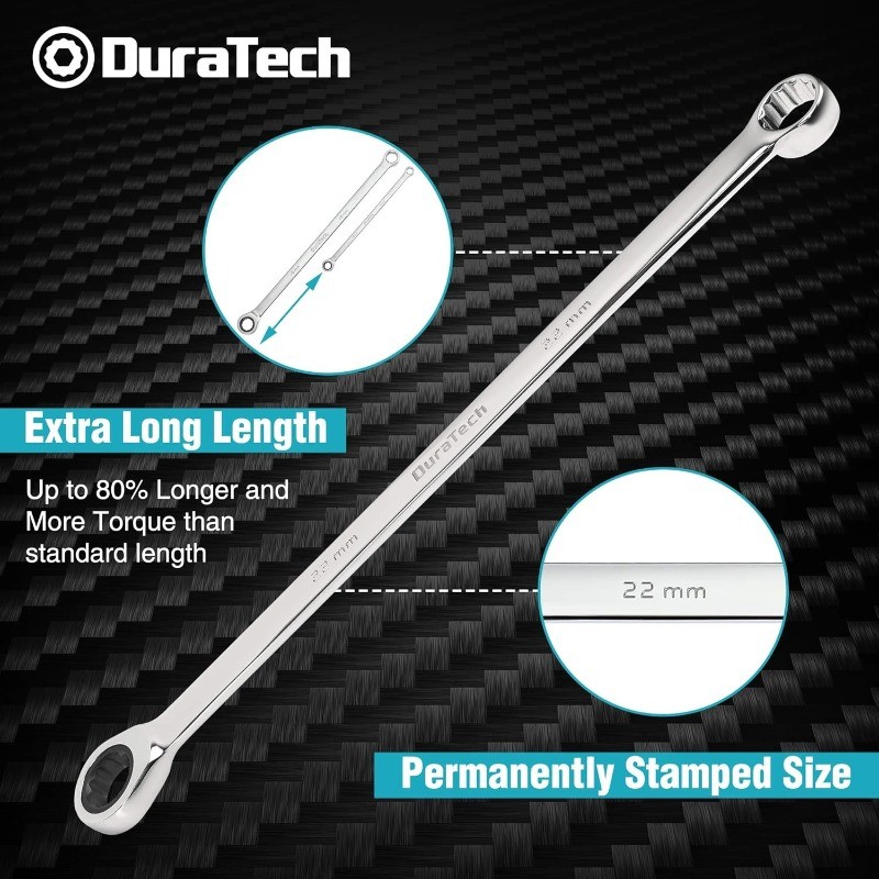 Extra Long Ratcheting Wrench Set, Double Box End Wrench Set, Metric