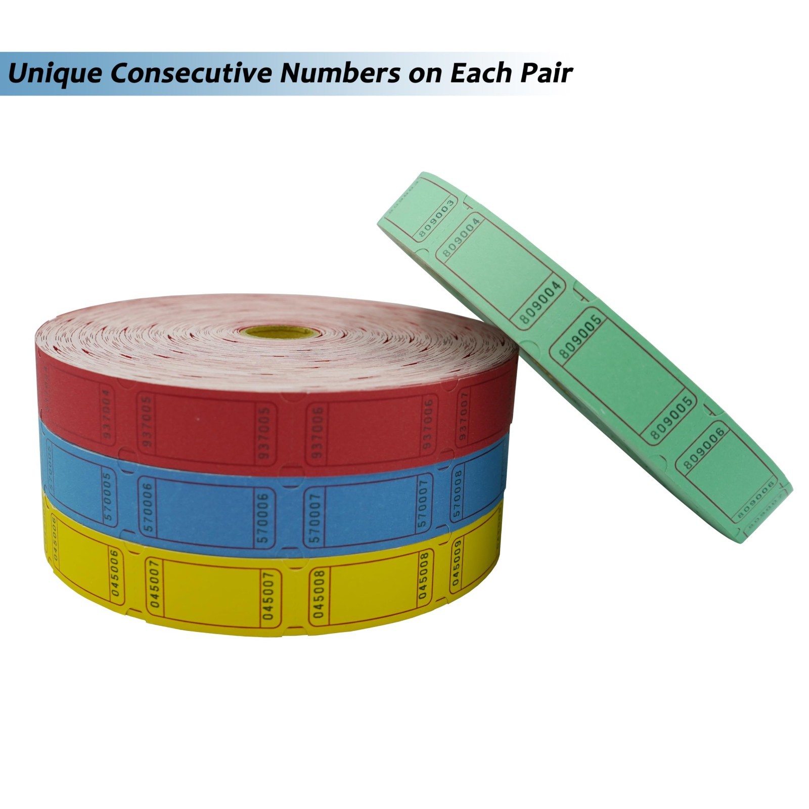 8000 Pcs Raffle Tickets – 4 Color Set, 2000 Pcs Each, Consecutively Numbered, Bl