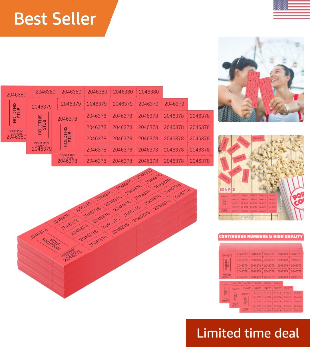 Durable 504 Sheet Red Raffle Ticket Set – 25 Bids for Auctions & Church Events