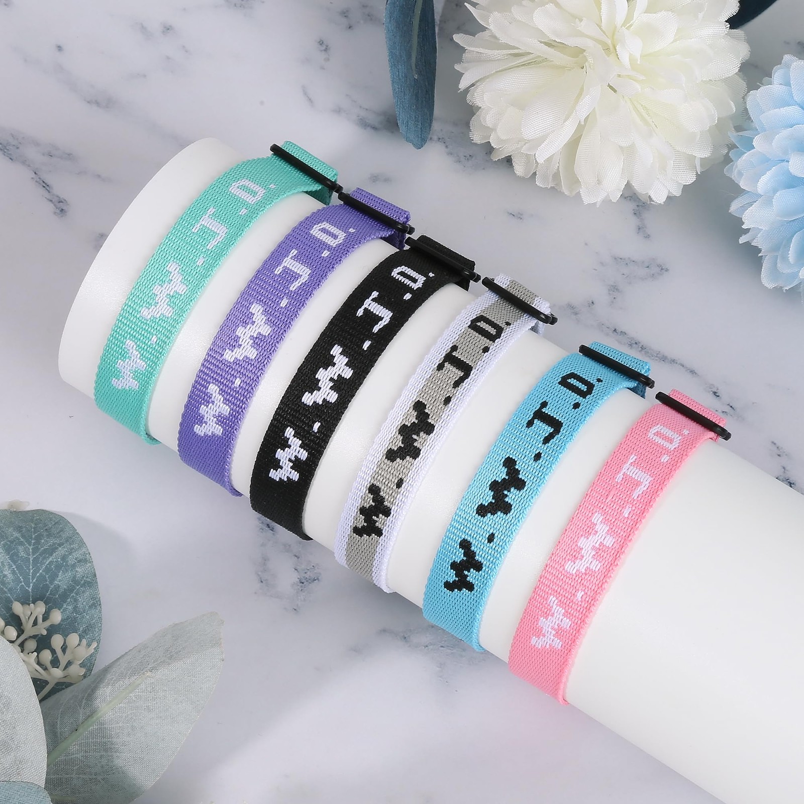 6PCS WWJD Bracelet for Women Men, Christian Gifts Wristbands, WWJD Rubber Bra…