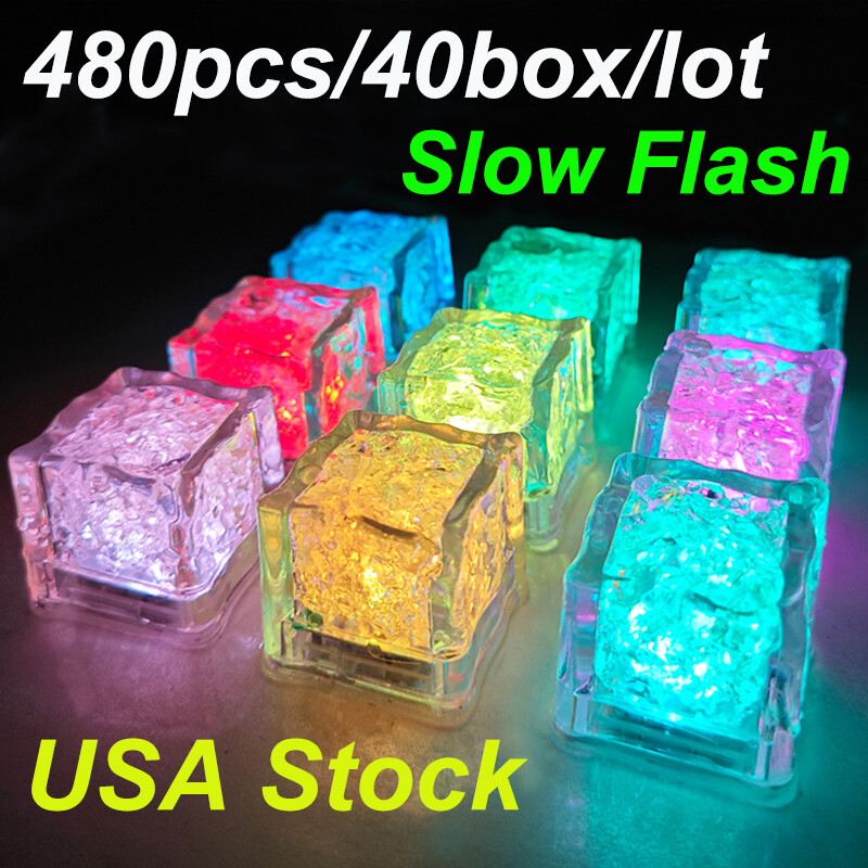 Slow Flashing Light Up Led Ice Cubes Color Changing Ice Cubes Glowing Blinking