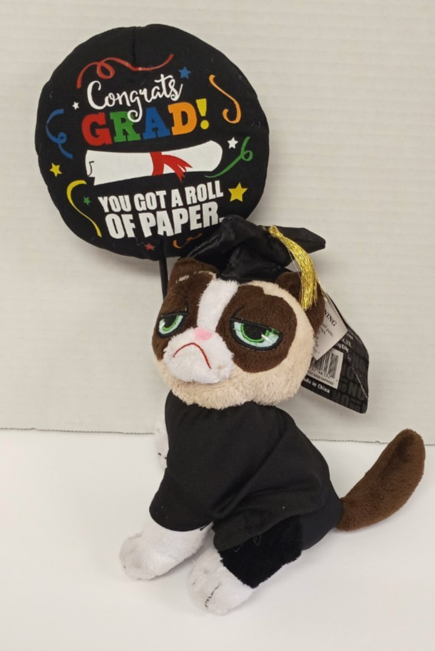 Grumpy Cat Plush Graduate Balloon Congrats Roll of Paper Funny Graduation Gift