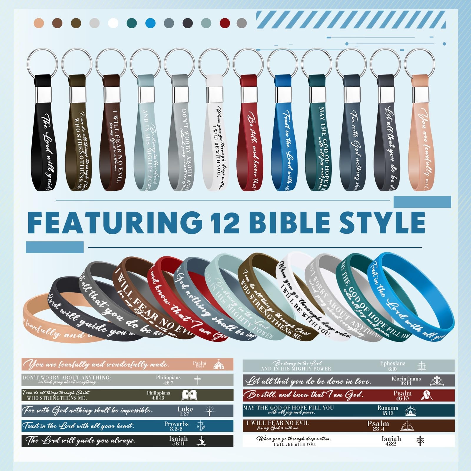 Bible Verses Bracelets Bulk Scripture Silicone Religious Bracelets Motivation…