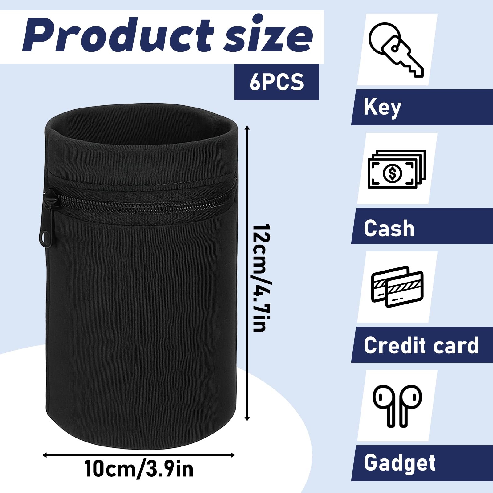 Yuanan 6 PCS Wrist Wallet, Wallet for 3.9 x 4.7 in / 10 x 12 cm, Black