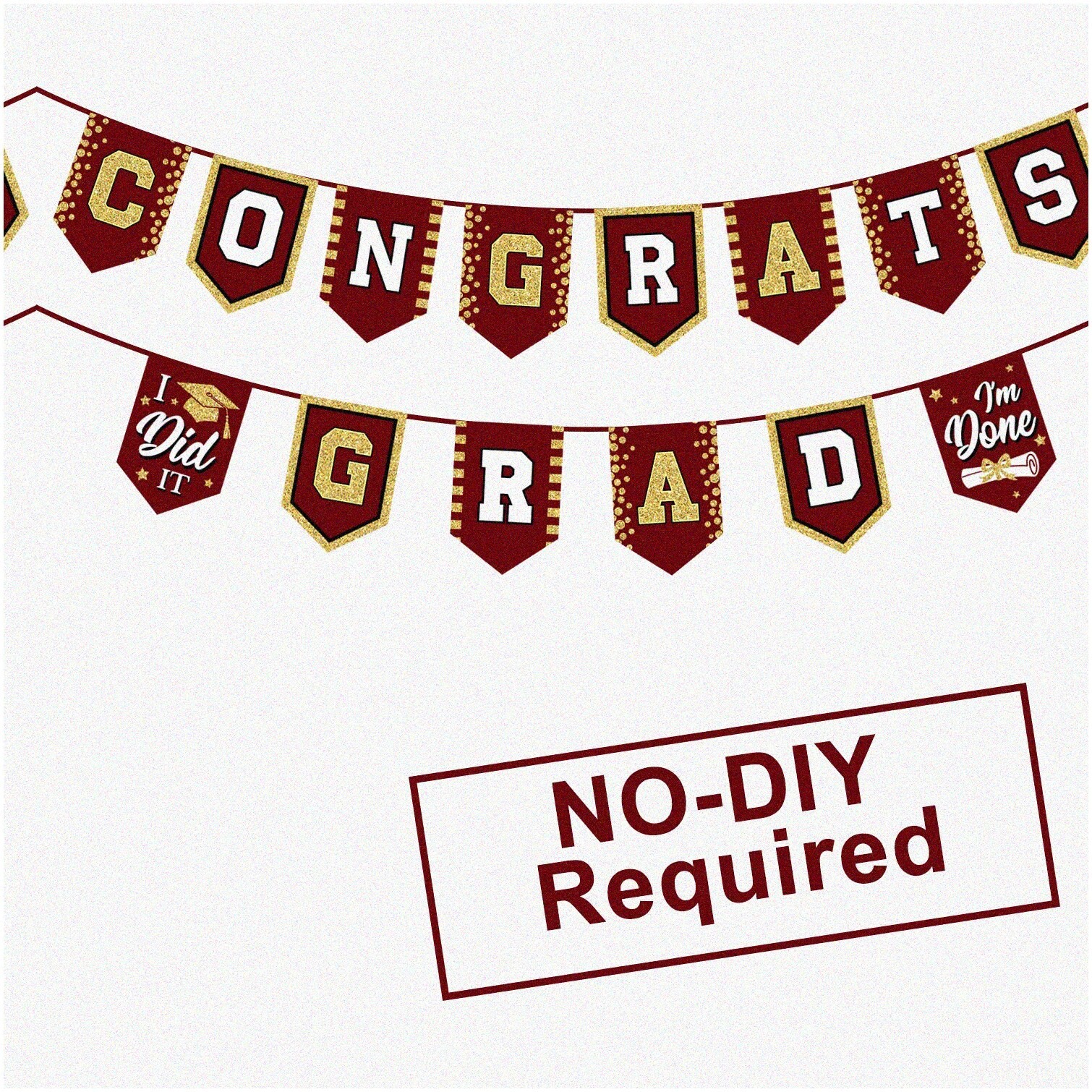 Maroon and Gold Graduation Banner with Adjustable Rope