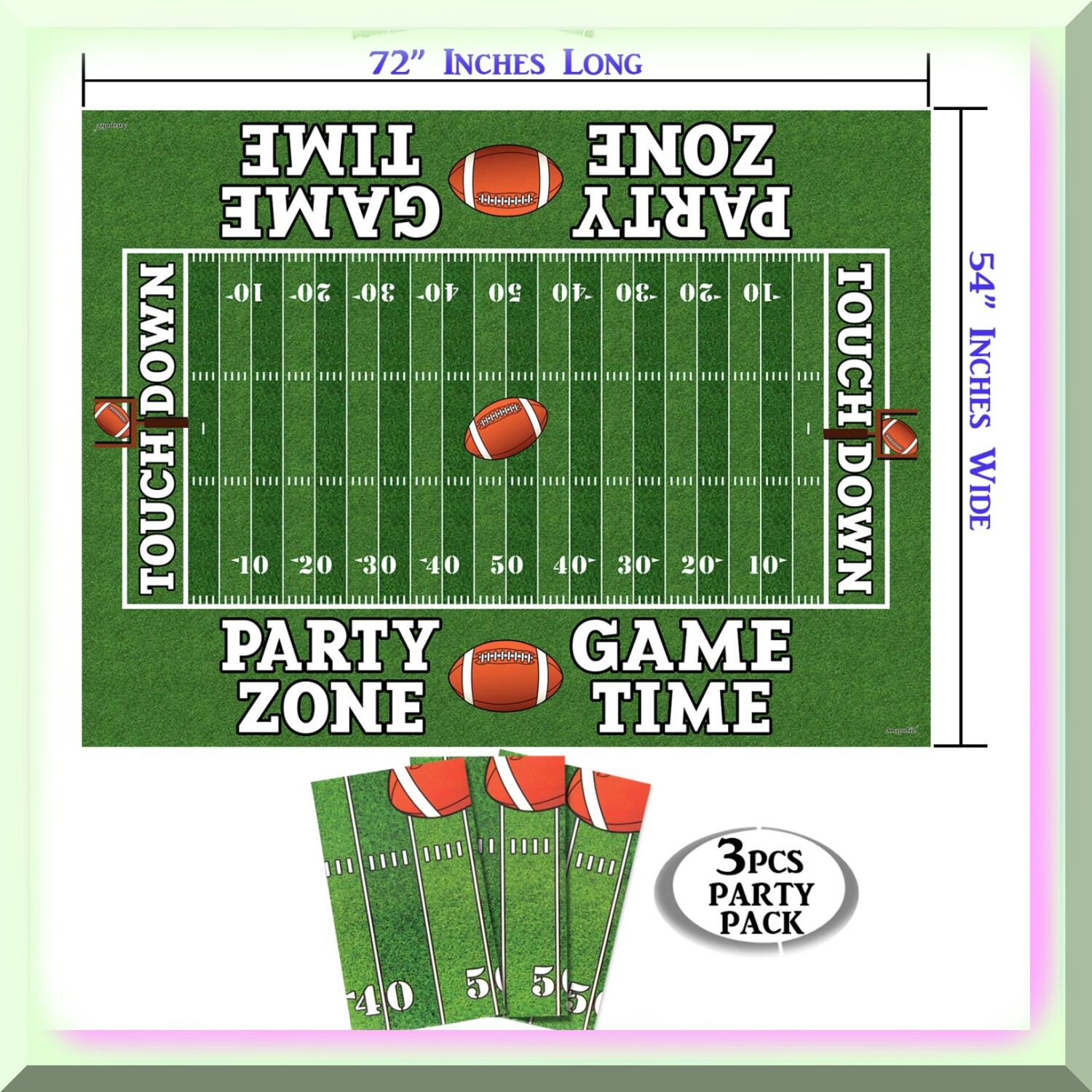 Football Field Tailgate Tablecloths 3 Pack