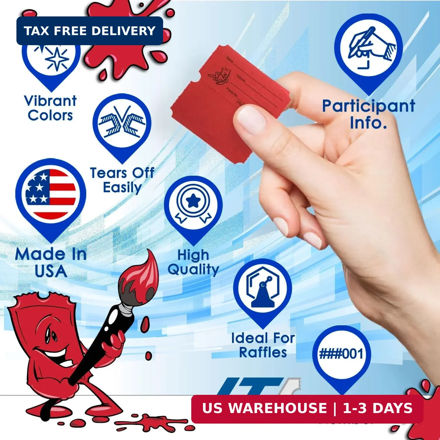 1,000 Red Raffle Tickets Double Roll – Events, Fundraiser, Ca