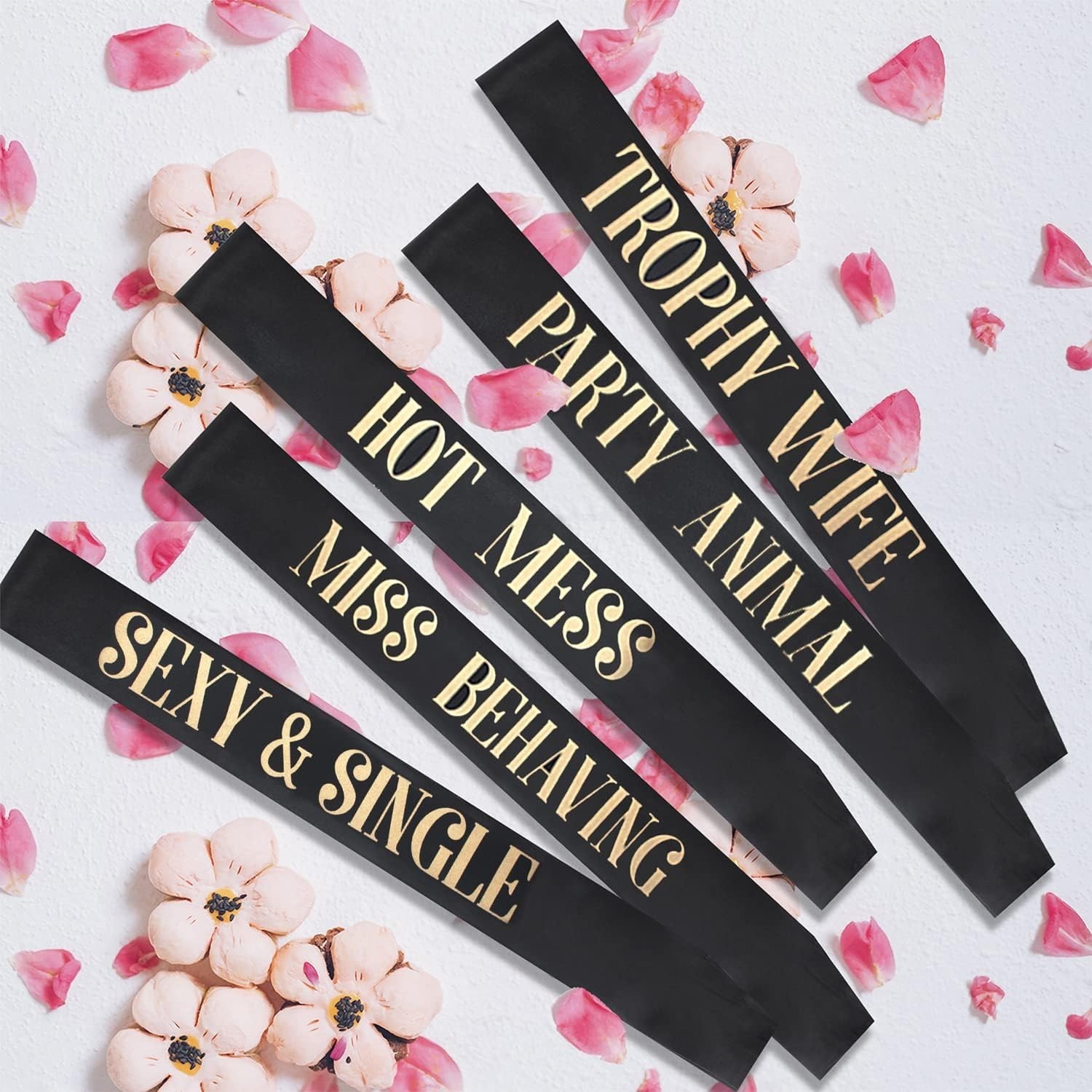 Bachelorette Party Sashes 12 Pack Bride To Be Bride Tribe Satin Black Rose Gold