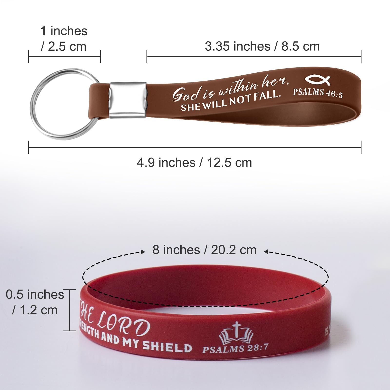 IDREAMBAND 100 Pcs Bible Verse Wristbands Inspirational Christian Keychain