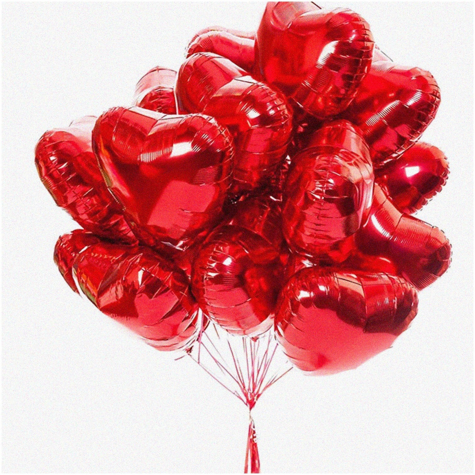 Heart-Shaped Mylar Balloon Bouquet 25 Red 18 Inch