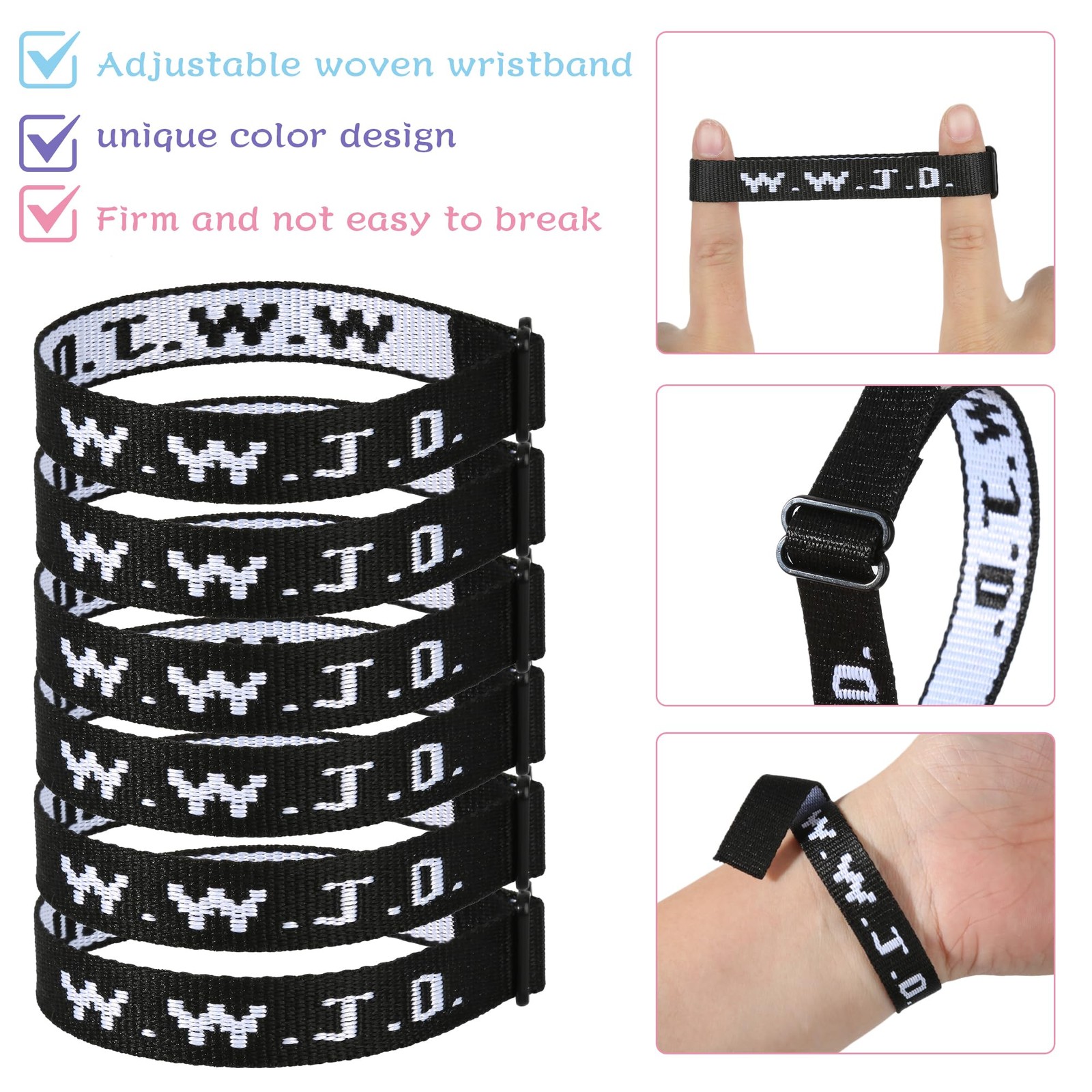 Aospkle 6PCS WWJD Bracelet for Women Men, Christian Gifts One Size, Black