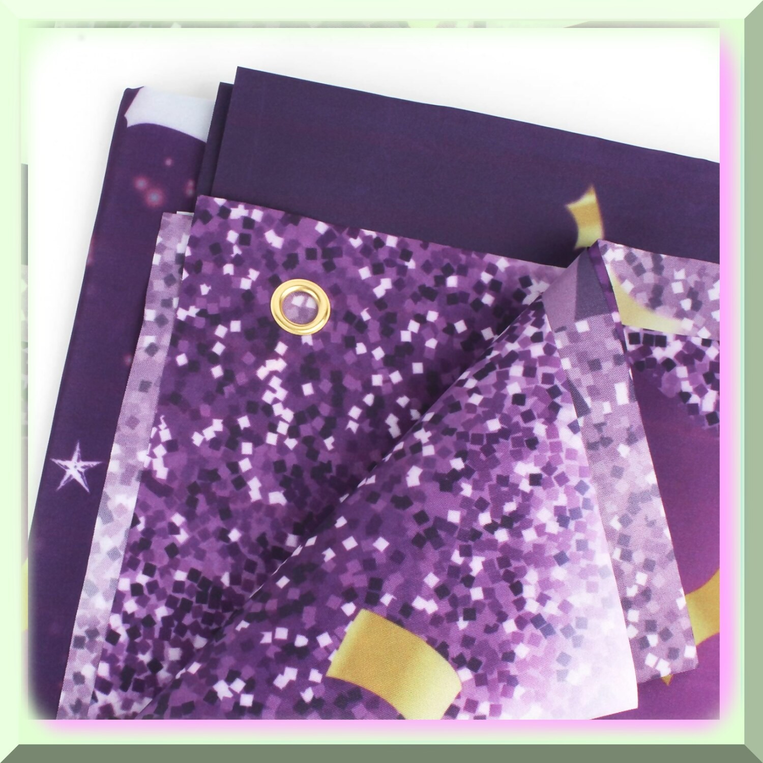 Purple 10th Birthday Party Backdrop Banner with Ribbon