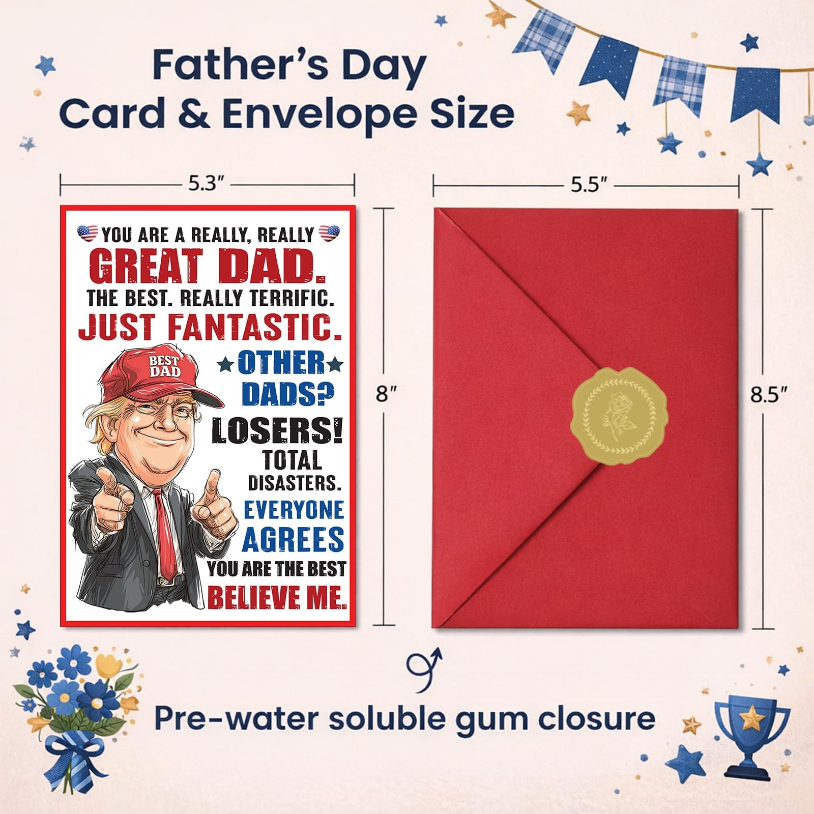Funny Trump Father’s Day Card – Hilarious & Heartfelt for A6, multicolor