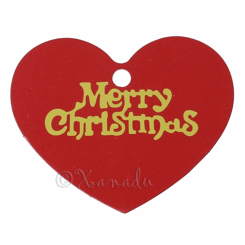 Merry Christmas Wholesale Red Heart Paper Gift Tags P2930 – 20, 50 Or 100PCs