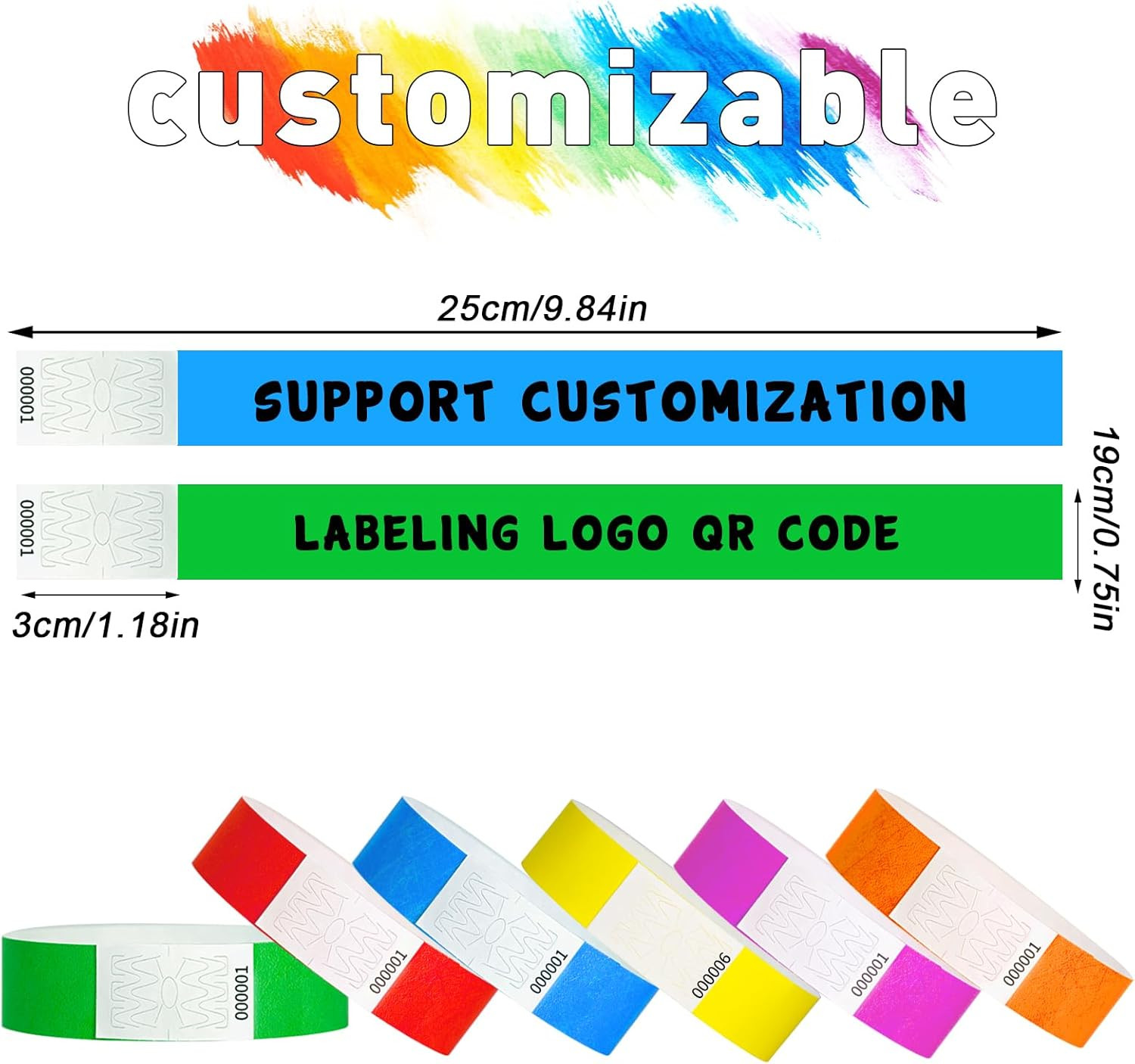 Yellow Wristbands for Events – 500 Count – Tear Resistant Paper Bracelets Comfor
