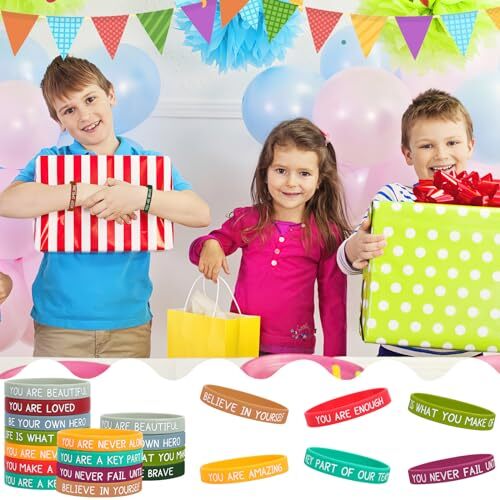 64pcs Motivational Silicone Bracelets Bulk Colored Inspirational Quote Style