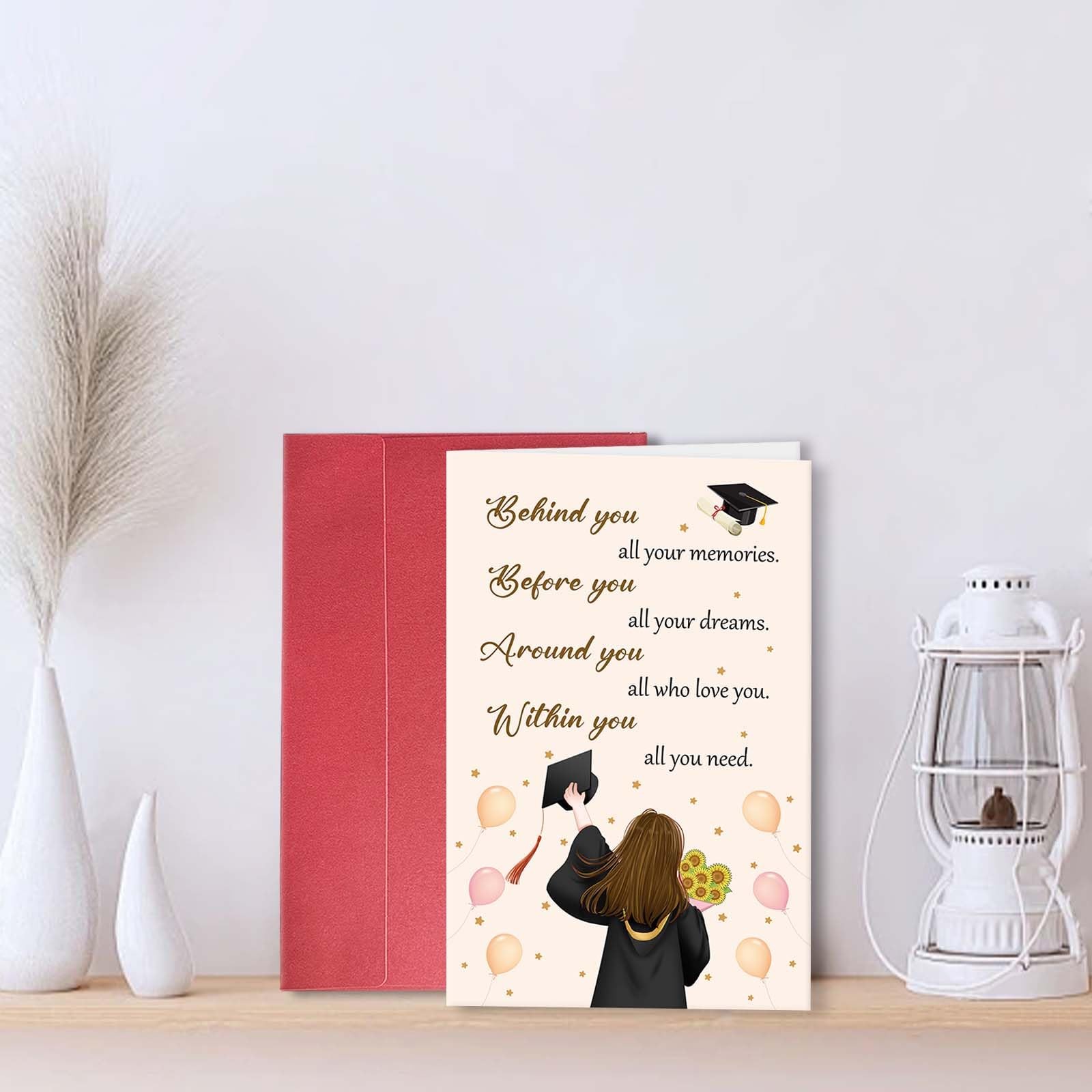 hvdler Inspirational Graduation Card for 8 inches x 5.3 inches, Behind You