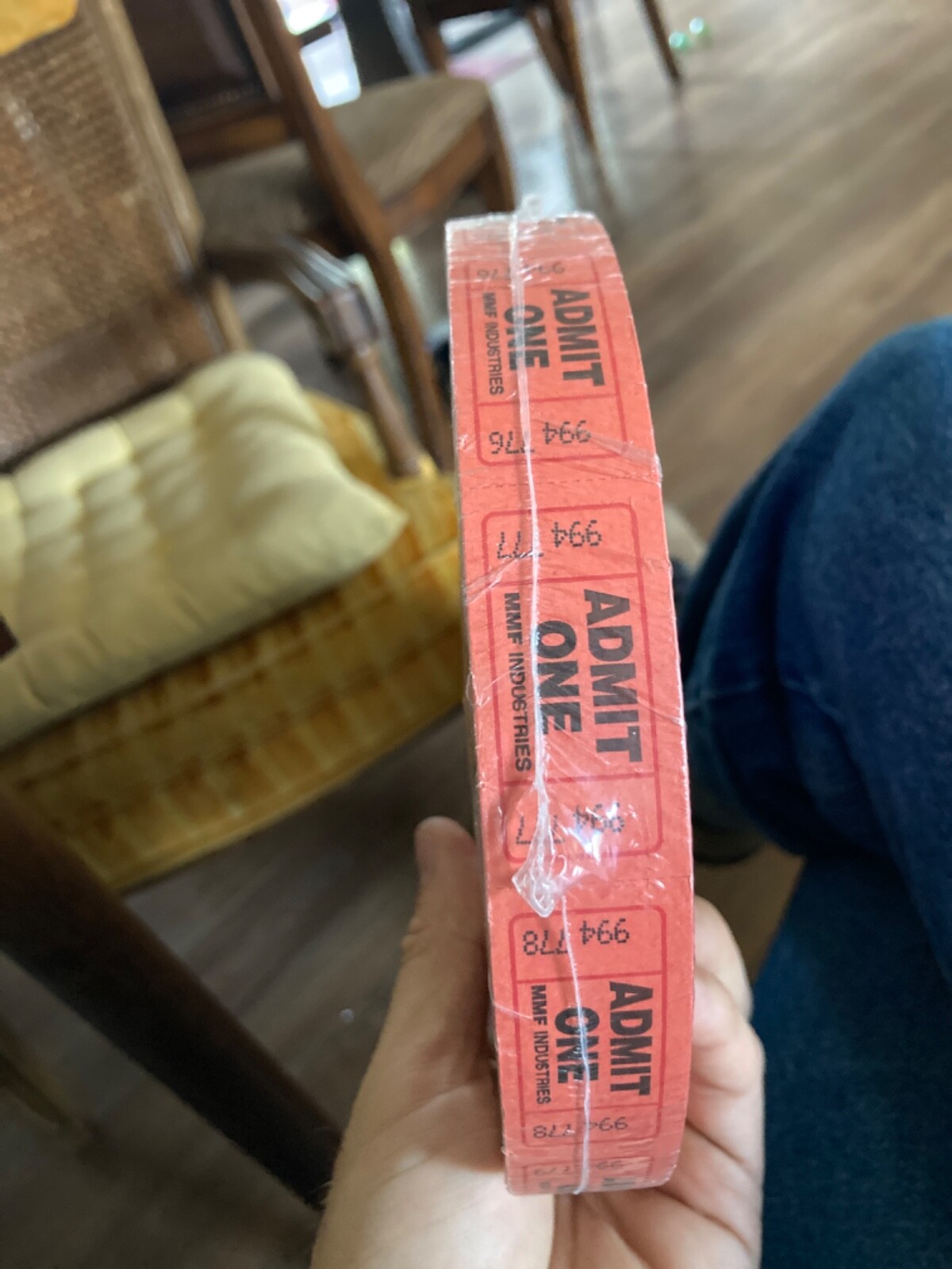 Vintage Red ADMIT ONE Numbered TICKETS Roll Admission Tags Paper Ephemera