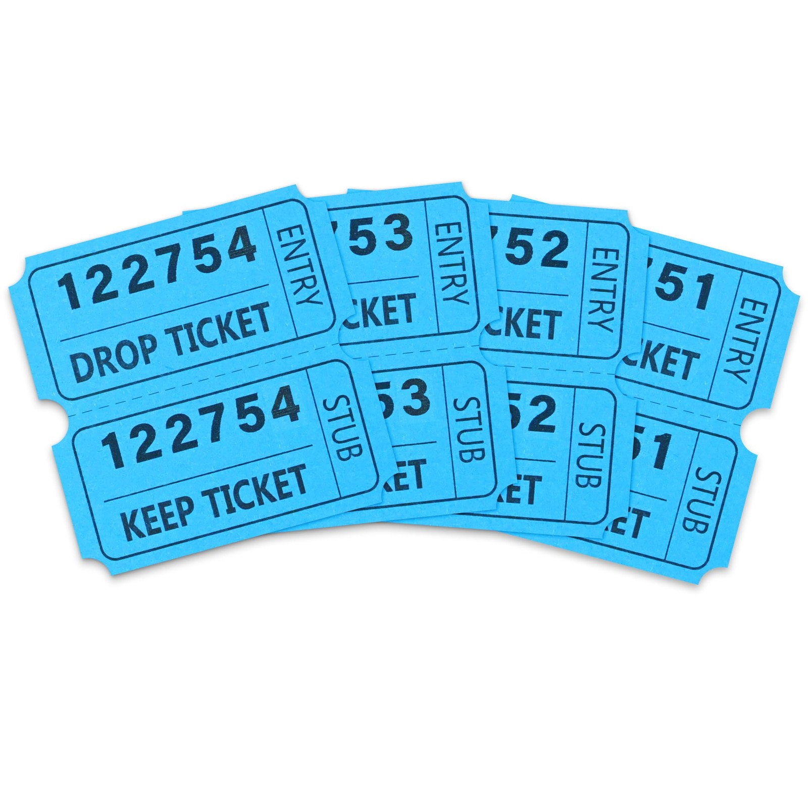 2″x2″ Blue 50/50 Raffle Tickets with Large Bold Numbers