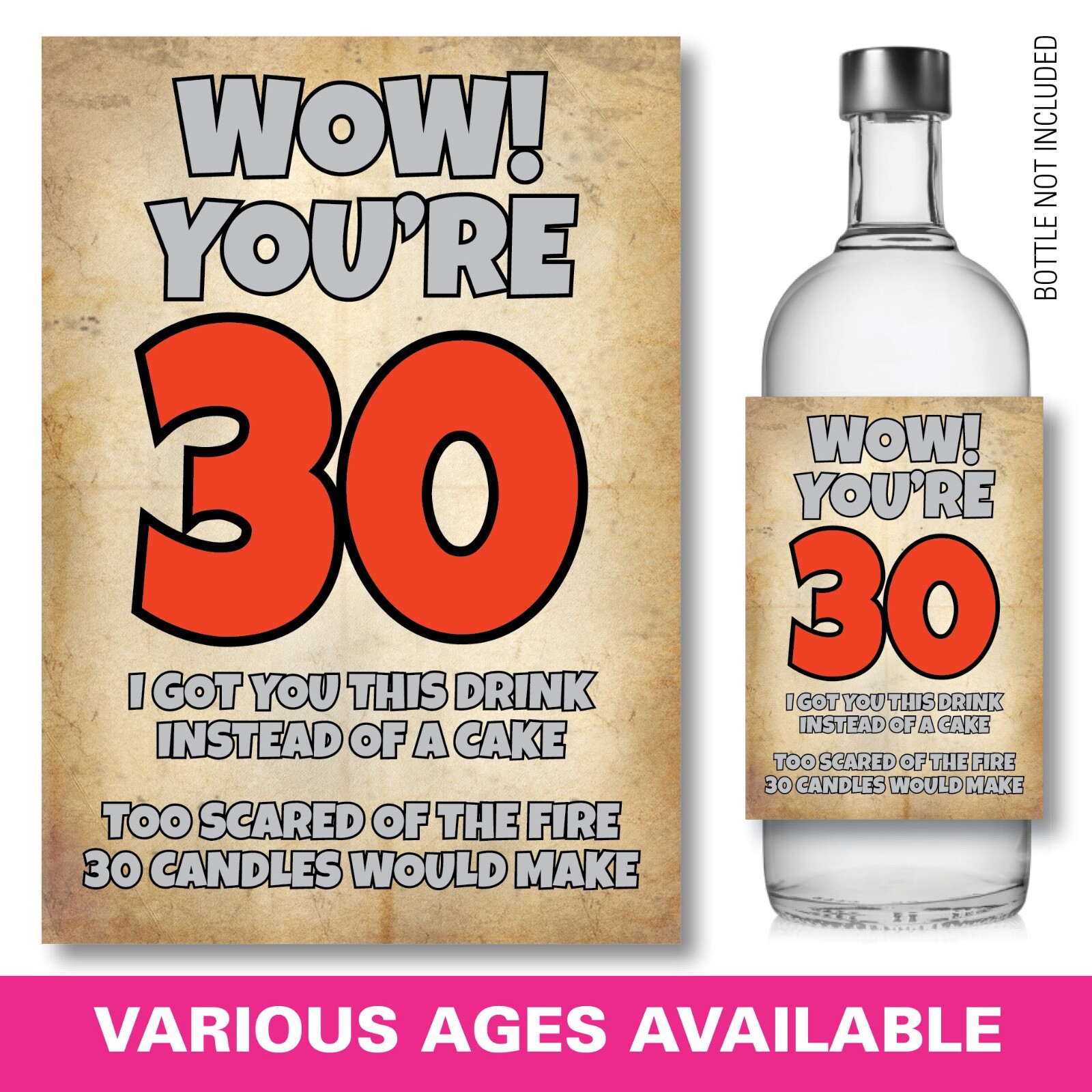 50th Birthday, Funny, Humorous, Sarcastic Wine GIN Whiskey Bottle Label Gift 145