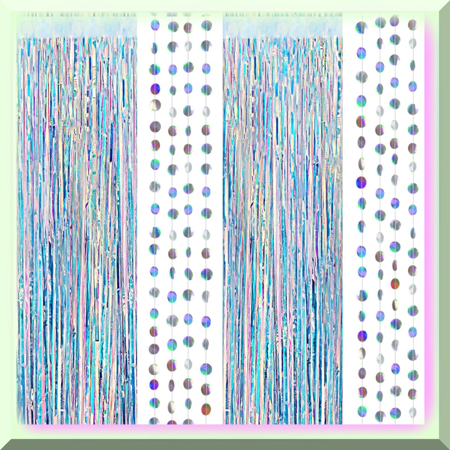 Iridescent Tinsel Fringe Party Decorations with Garlands