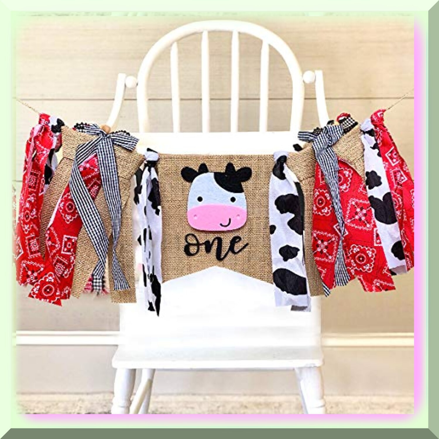 First Birthday Farmyard Animal High Chair Banner