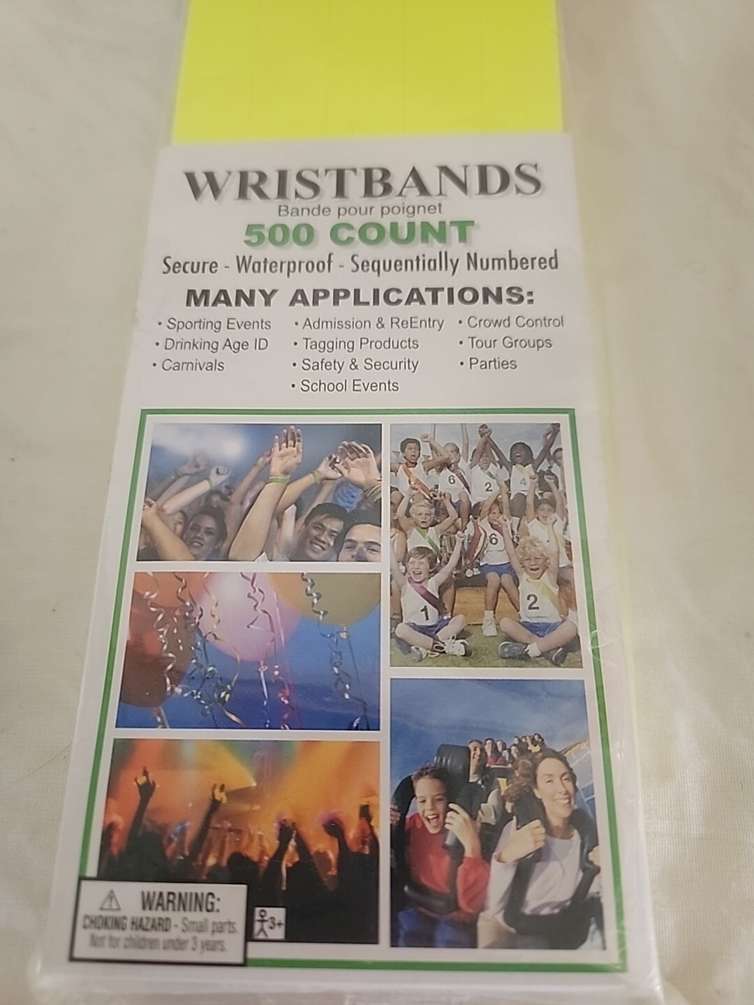 New Wristbands Yellow Numbered Admission Party Clubs Event Bar 500 Pc Lot