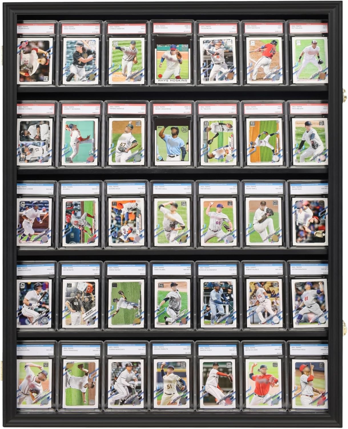 Lockable 35 Graded Sports Card Display Case, for Football, Baseball, Basketball