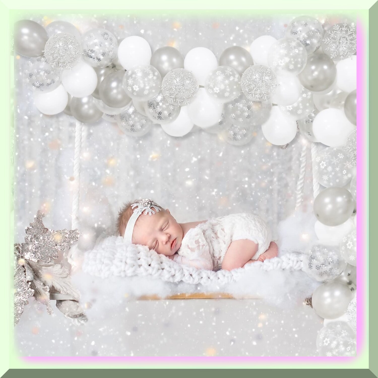 Snowflake Balloon Garland Arch Kit for Child’s Winter Party