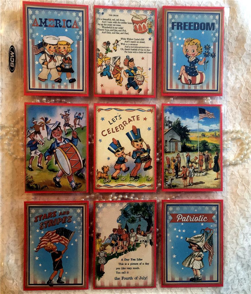 Patriotic Kids~USA~9 Pocket Pen Pal Cards only~No Protector~#71~judysjemscrafts
