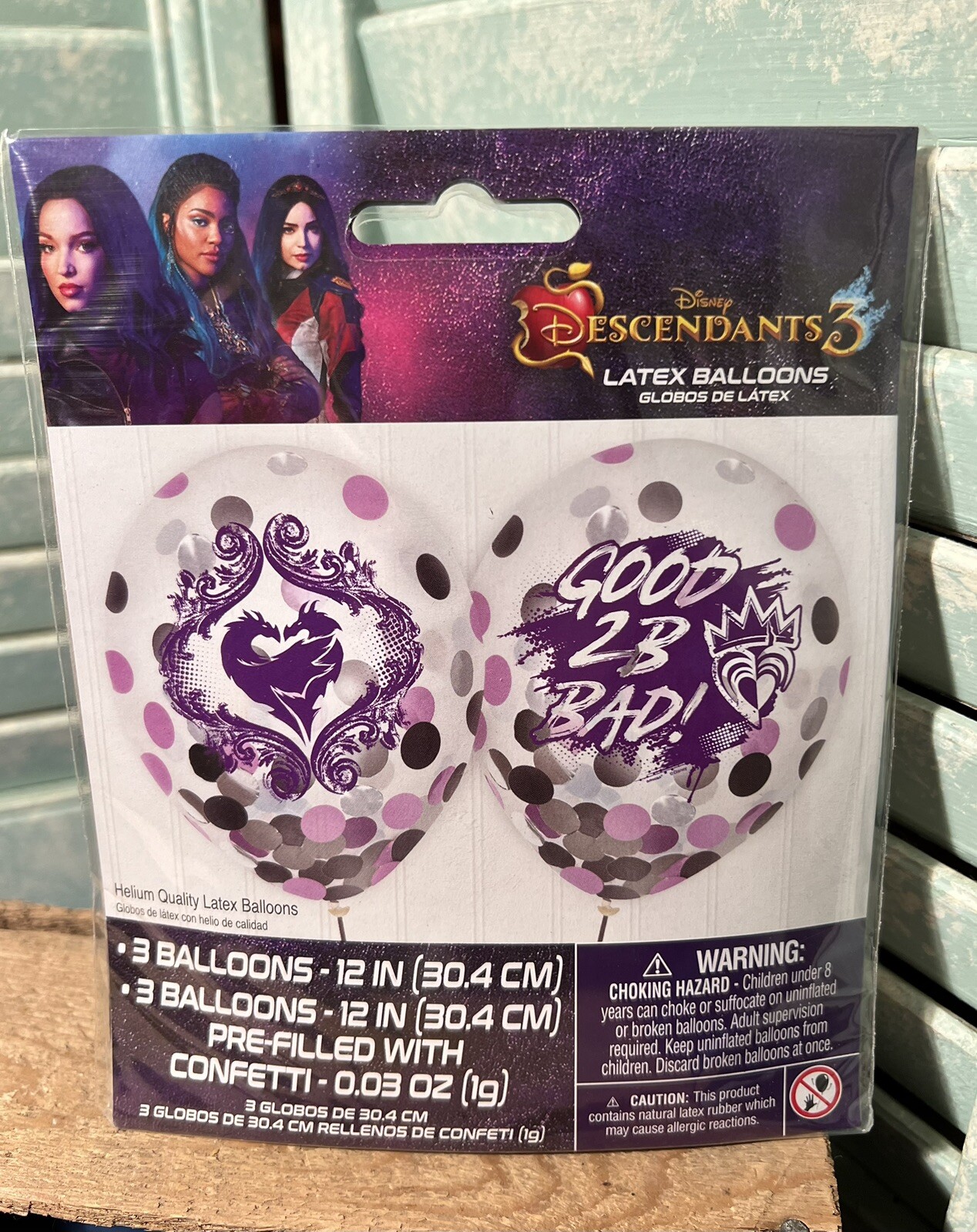 Descendants 3 Latex Confetti Party Celebration Balloons Clear – 12″ Pack of 6