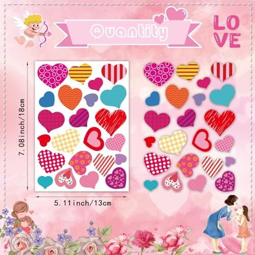 Heart Stickers for Kids, Valentines Day Colorful Heart Stickers Valentine’s