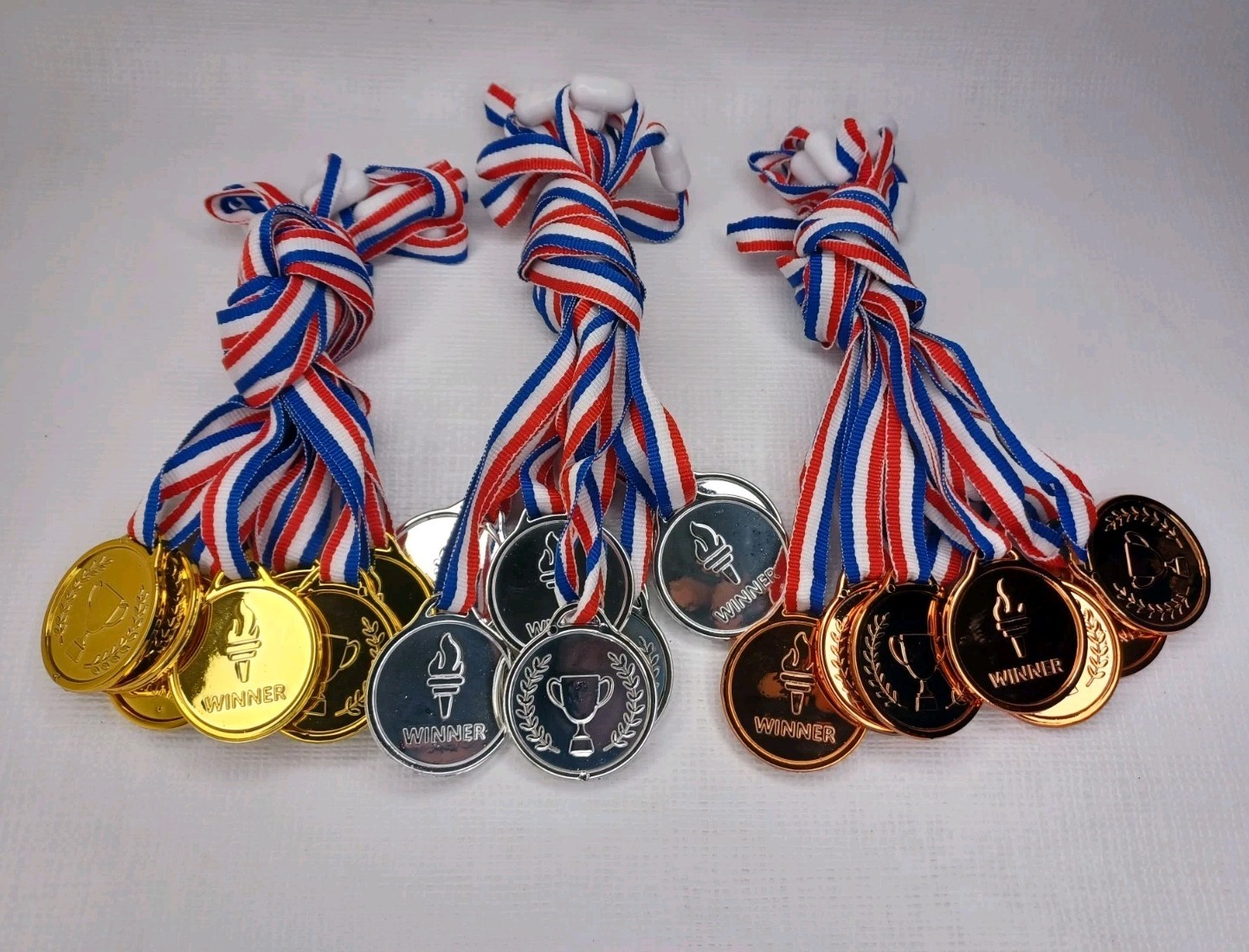 Plastic Award Medals Set Of 24 Gold Silver Bronze 1st 2nd 3rd Place Medal
