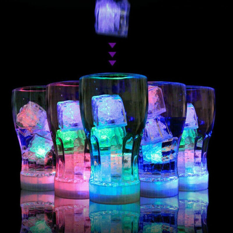 Waterproof Led Light Up Ice Cubes Multicolor Fast Flash Reusable Liquid Sensor