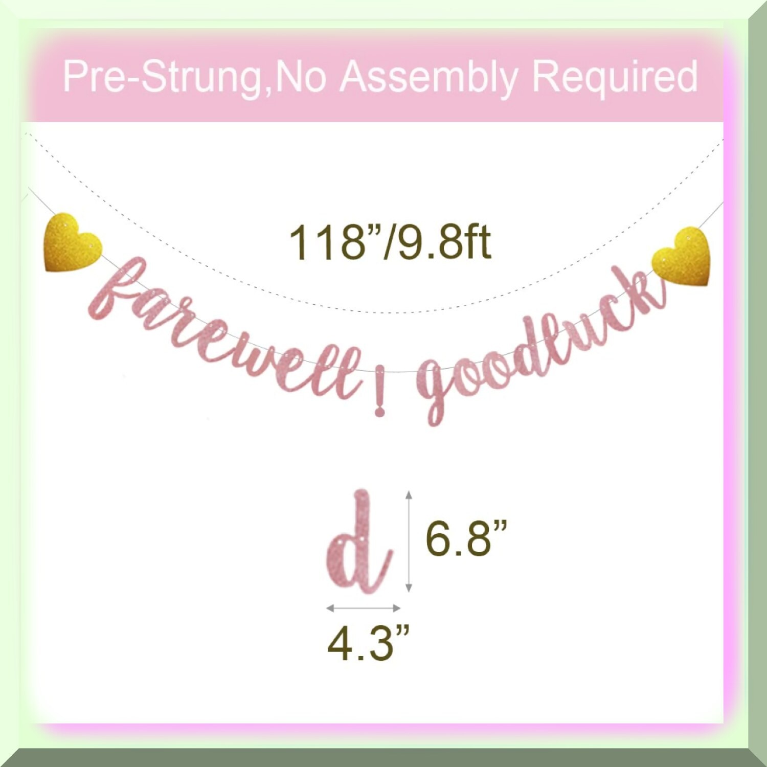 Rose Gold Glitter Farewell Banner Pre-Strung