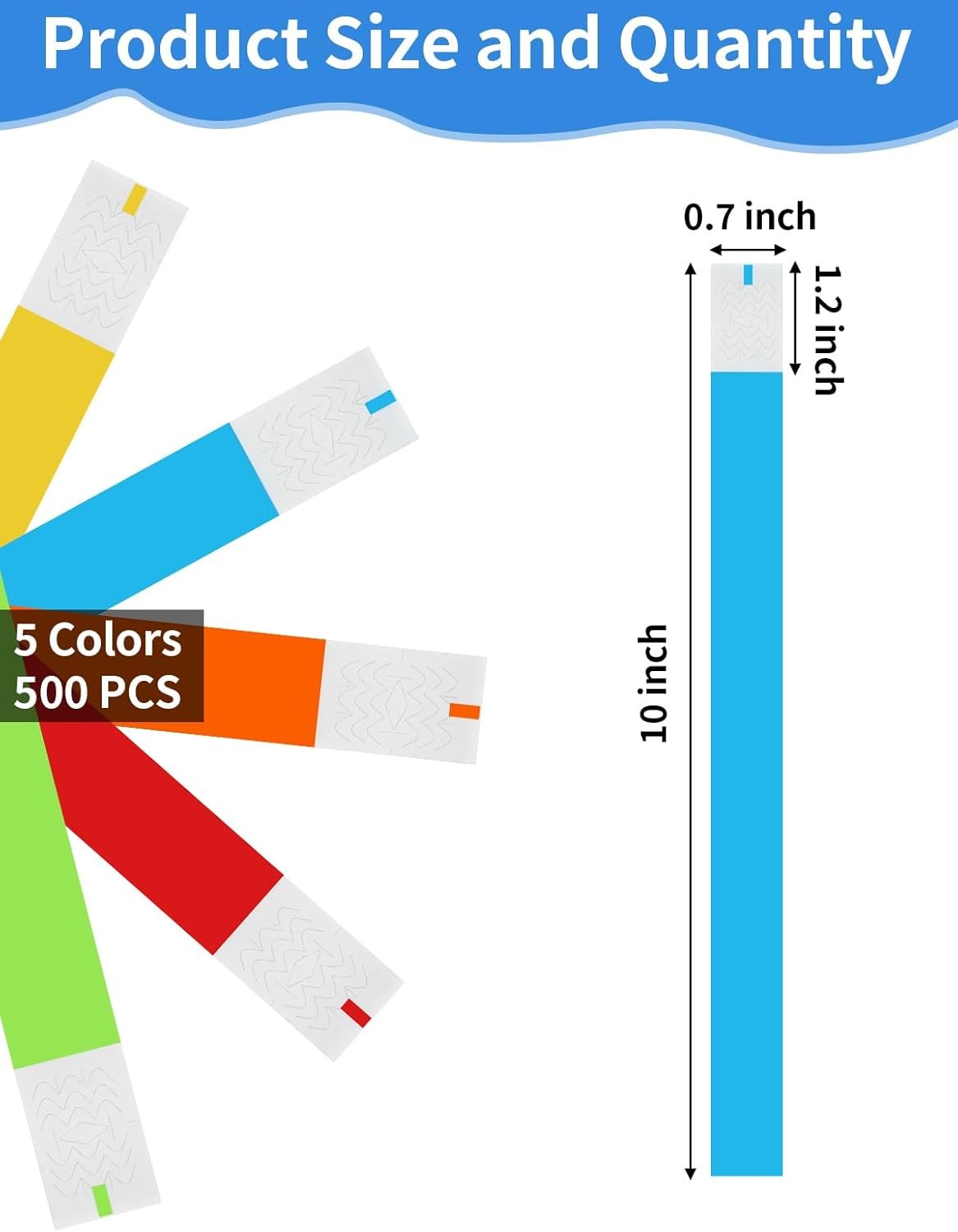 500 Pcs Wrist Bands, Paper Red, Yellow, Orange, Neon Green and Blue