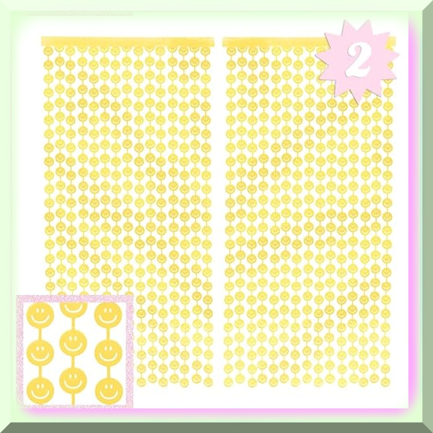 Set of 2 Yellow Smile Face Party Curtains