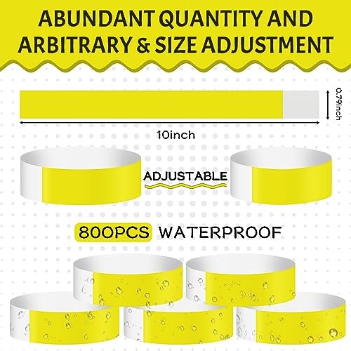 800PCS Orange Wristbands for Events Wrist Bands Colored Paper 800yellow