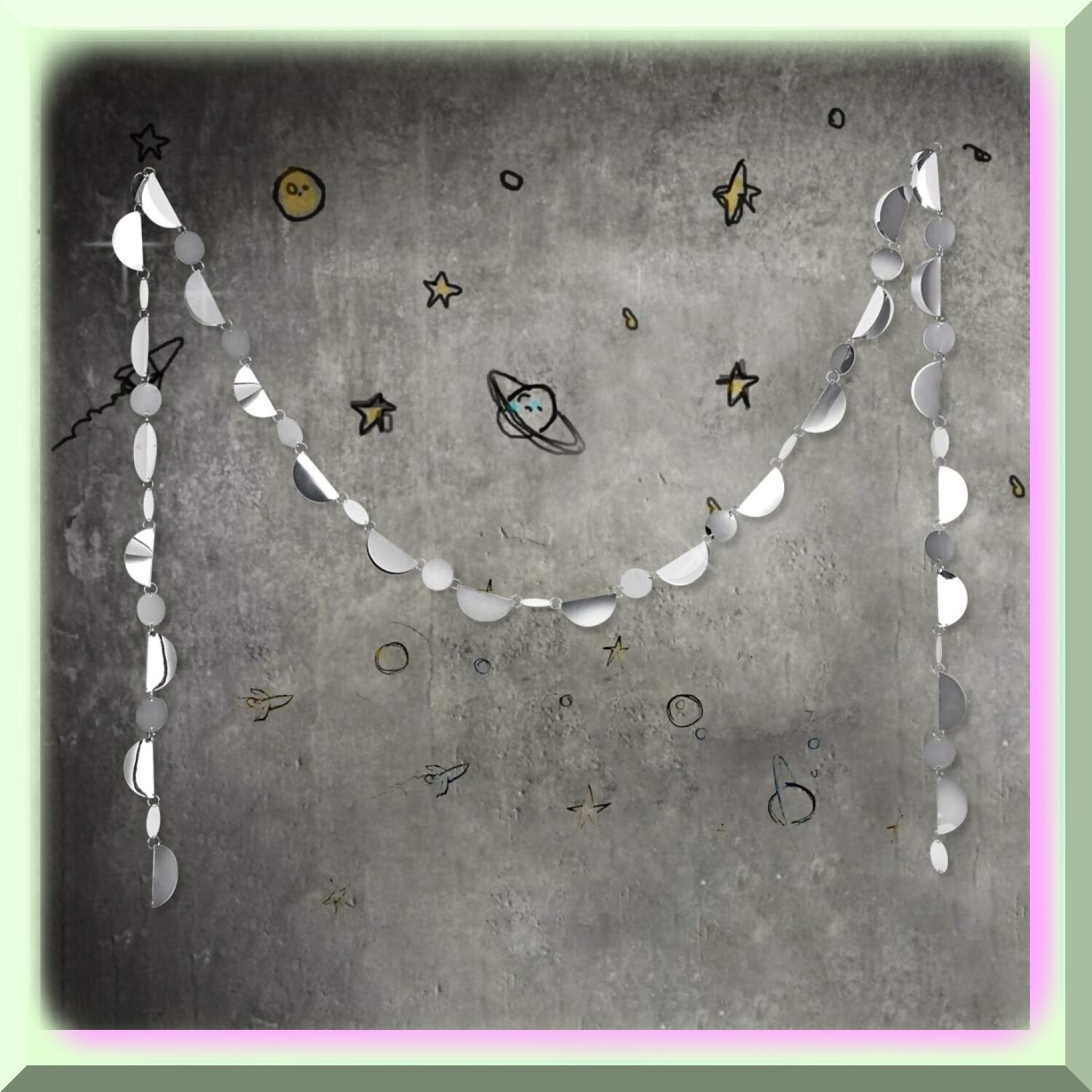 Silver Circle Garland 39ft for Outdoor Party Decorations