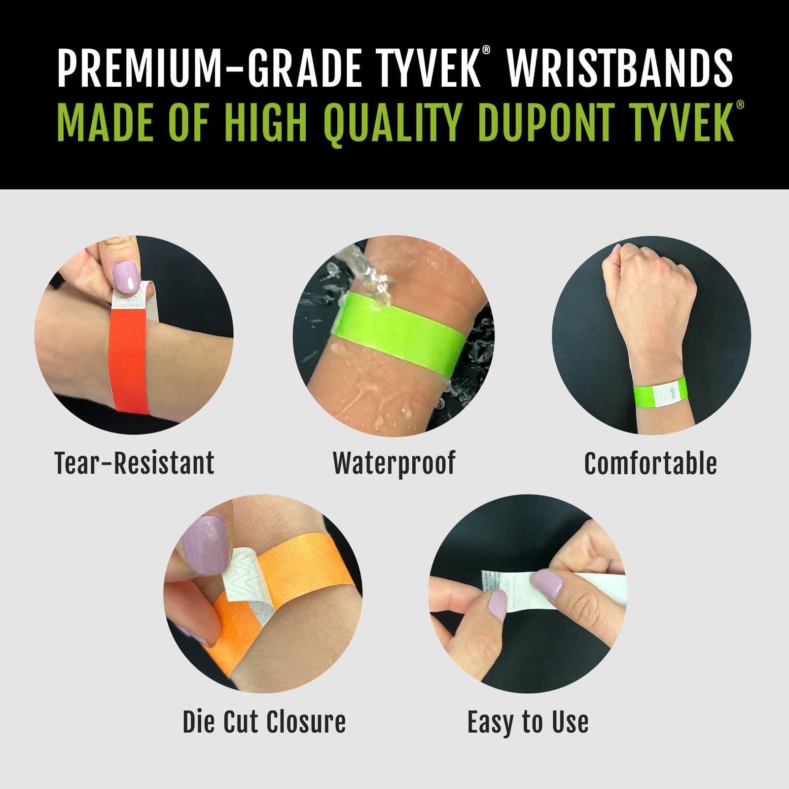 1,000 WristCo White Tyvek Wristbands for Events – Comfortable 1,000,