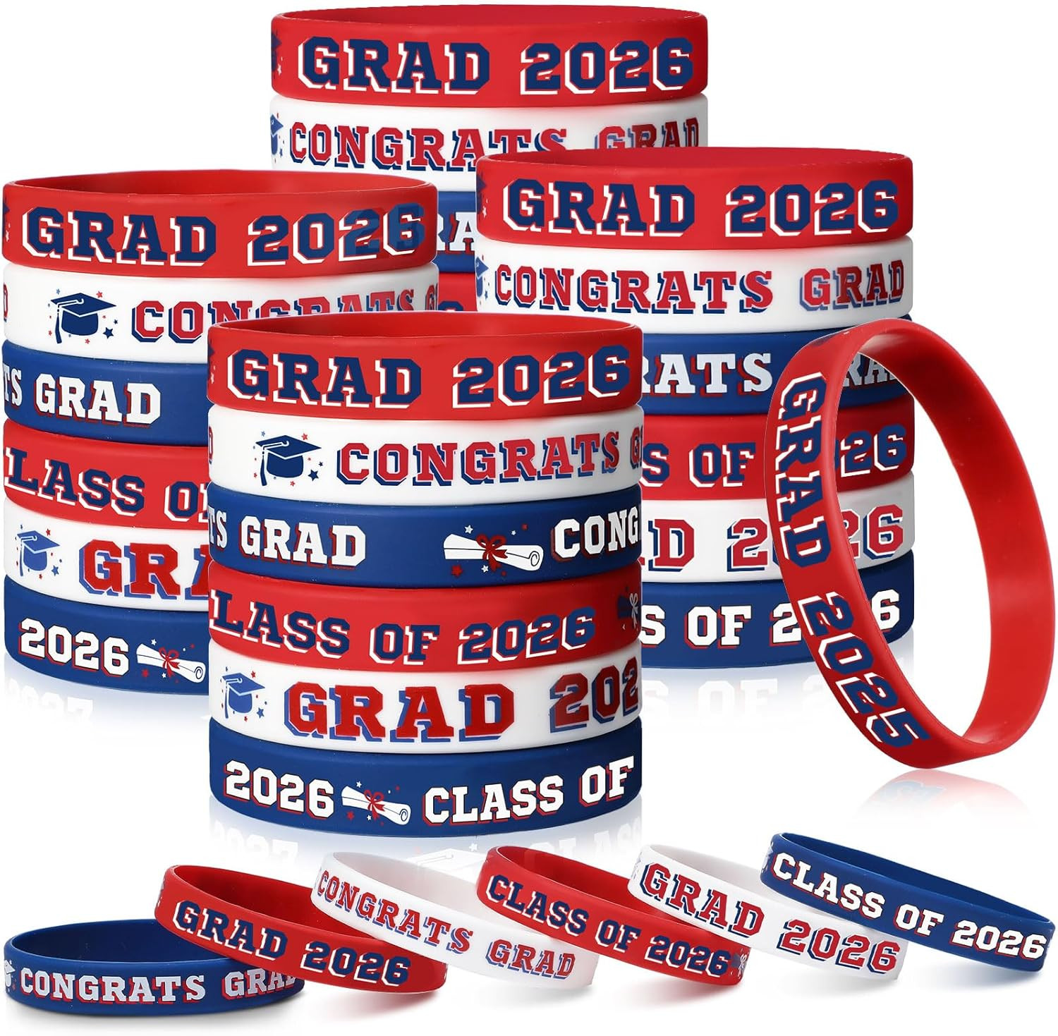 36Pcs Class of 2026 Graduation Silicone Bracelets Congrats Grad Party Favors