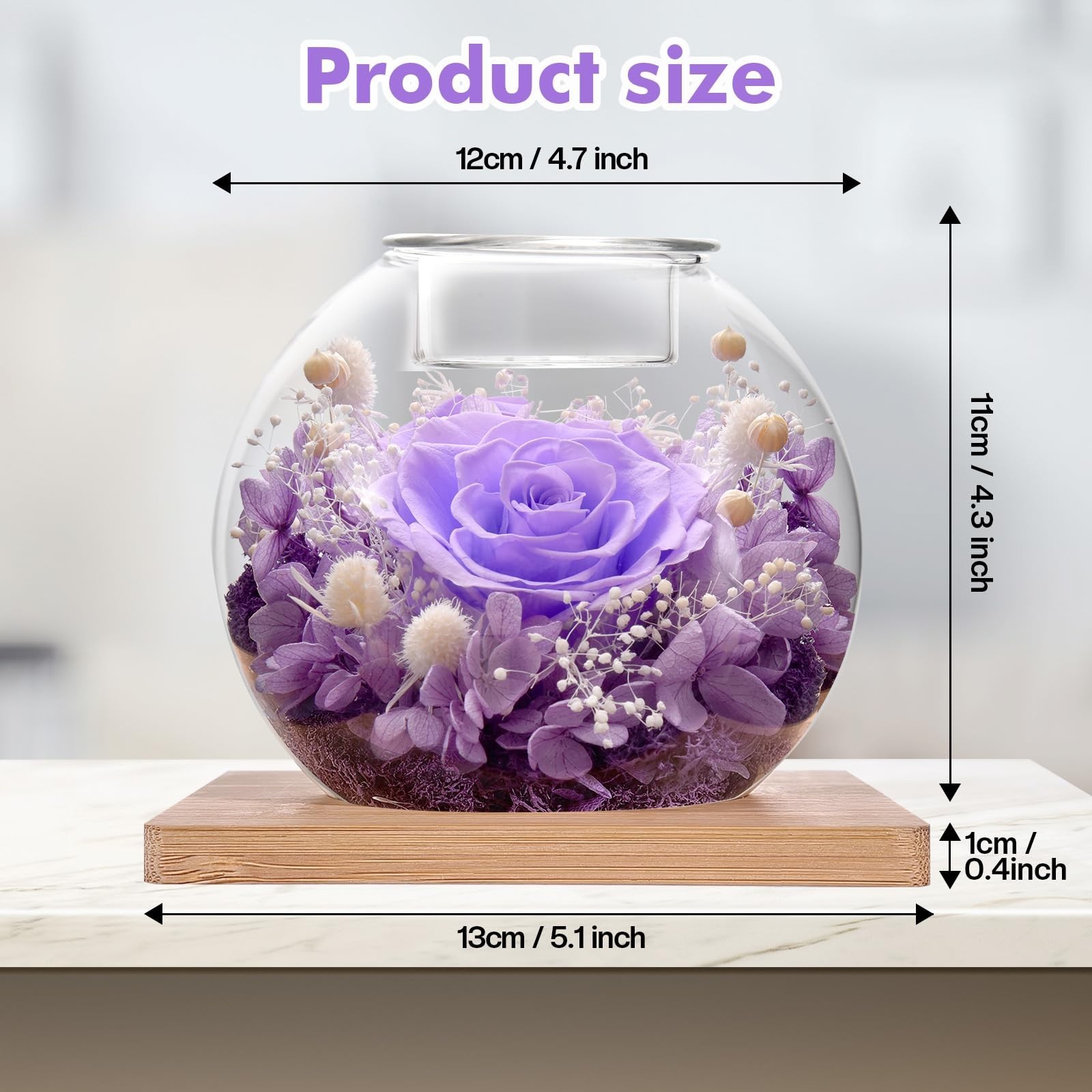 Preserved Rose in Glass Dome with Scented Candles, Romantic Gift for Women, B…