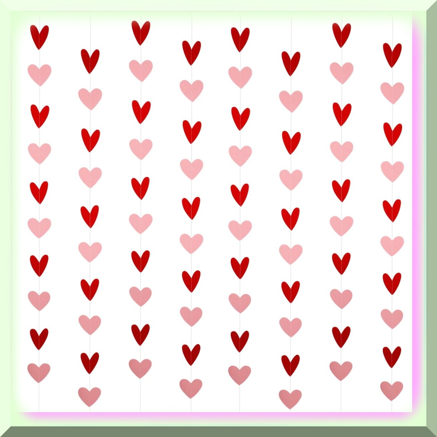 Valentine’s Day Heart Garland with Red and Pink Hearts