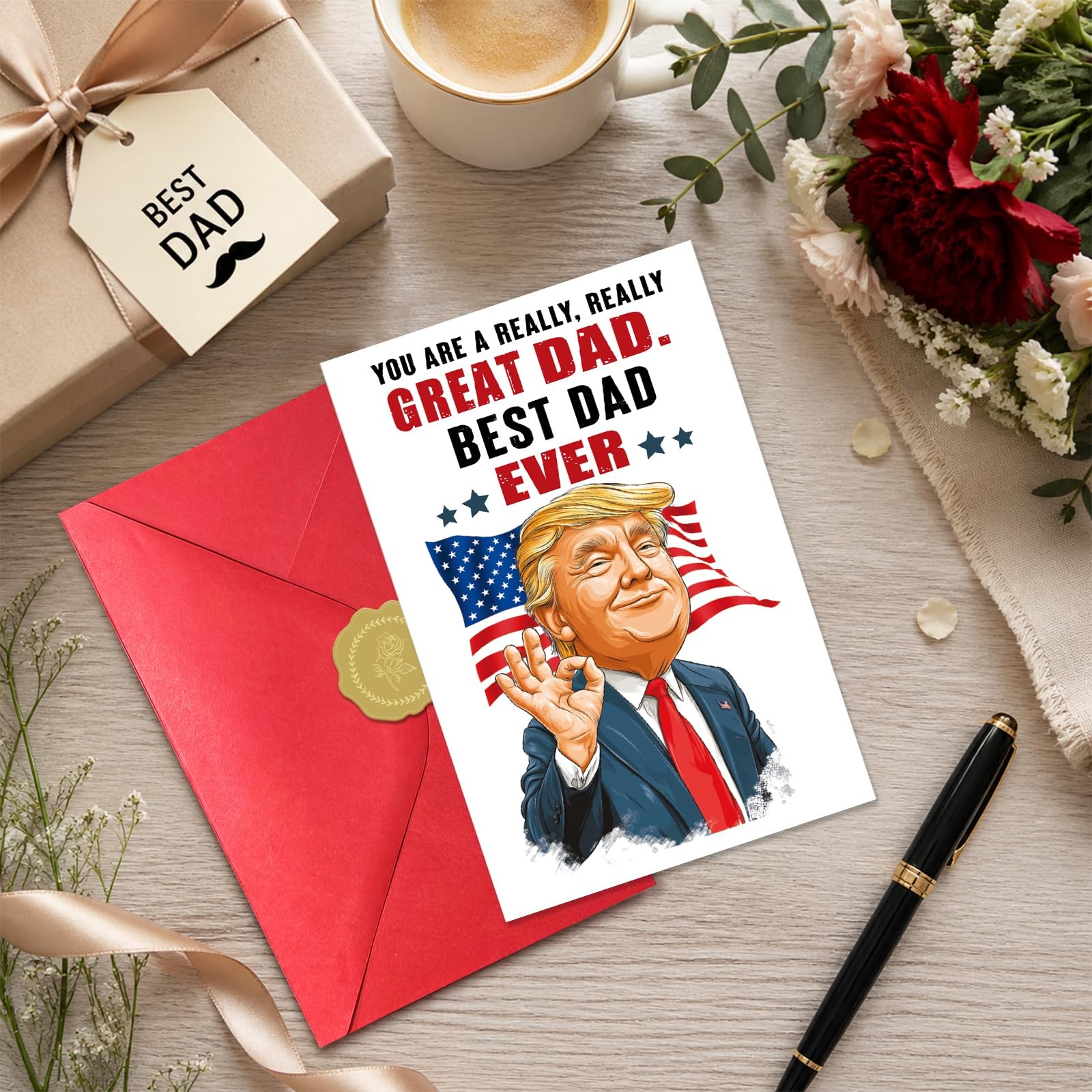 CoconutGo Funny Trump Father’s Day Card for Dad, 5.3 X 8 Inches, White